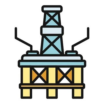 Offshore oil drilling rig extracting fossil fuels Stock Illustration