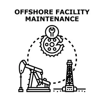 Offshore oil facility maintenance engineering service concept 스톡 일러스트