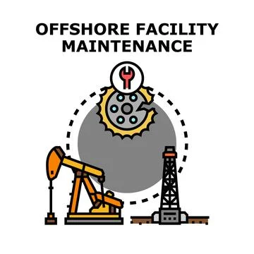 Offshore oil facility maintenance engineering service concept Stock Illustration
