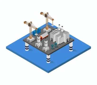 Offshore oil isometric illustrator on white background Stock Illustration