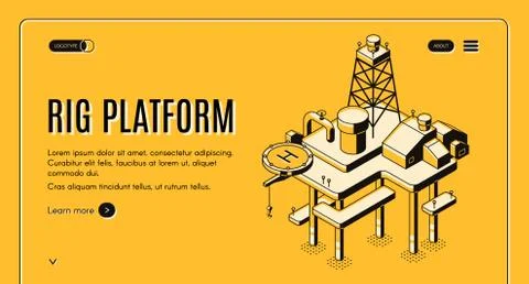 Offshore oil platform isometric vector web banner Иллюстрация