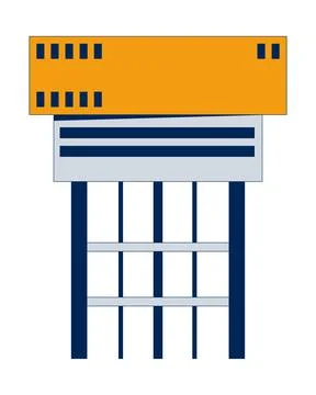 Offshore oil rig control building with support structure 2D cartoon object Ilustración de archivo