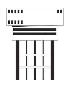 Offshore oil rig control building with support structure 2D line object Ilustración de archivo