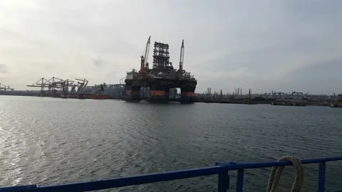 Offshore oil rig drilling platform. Stock Footage 138742300