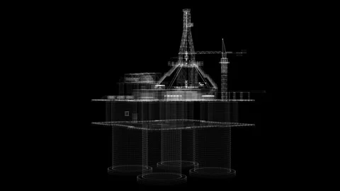 Offshore oil rig drilling platform concept Video stock 258539831