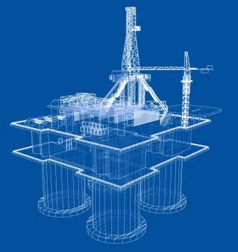 Offshore oil rig drilling platform concept Stock Illustration