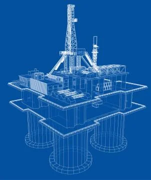 Offshore oil rig drilling platform concept. Vector Stock Illustration