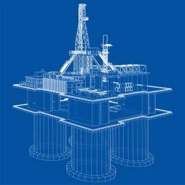 Offshore oil rig drilling platform concept. Vector Stock Illustration