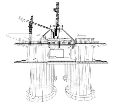 Offshore oil rig drilling platform concept Stock Illustration