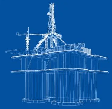 Offshore oil rig drilling platform concept Stock Illustration