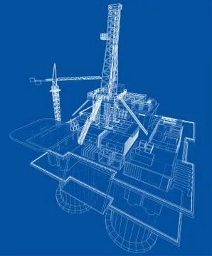 Offshore oil rig drilling platform concept Stock Illustration
