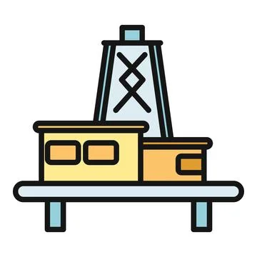 Offshore oil rig drilling platform extracting fossil fuels Stock Illustration