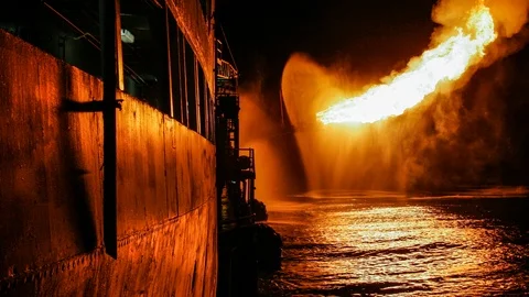 Offshore Oil Rig Flare Timelapse Stock Footage 106482691