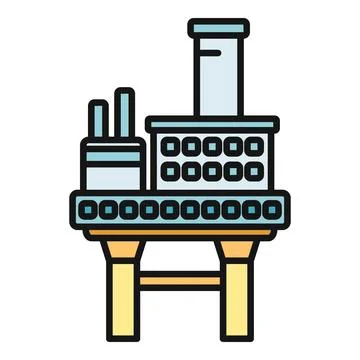 Offshore oil rig platform extracting fossil fuel energy Stock Illustration