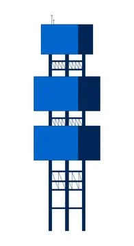 Offshore oil rig tower structure 2D cartoon object Stock Illustration