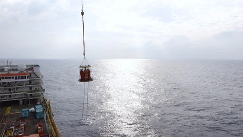 Offshore Personal Transfer Basket. Stock Footage 114953011