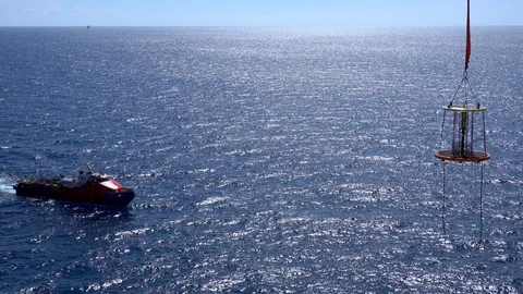 Offshore Personal Transfer Basket. Stock Footage 129584763
