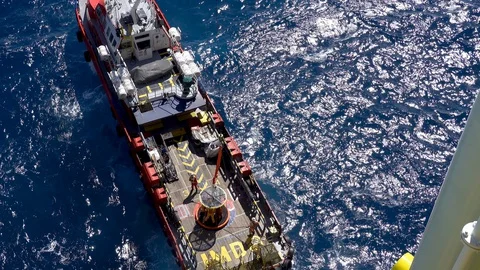 Offshore Personal Transfer Basket. Stock Footage 129586767