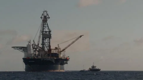 Offshore platform in front of Willemstad, Caribbean island of Curaçao Stock Footage 50407395
