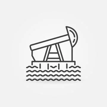 Offshore Platform in Ocean line icon. Vector Oil Rig sign Stock Illustration