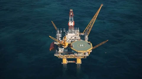 Offshore platform or oil rig top view. Stock Footage