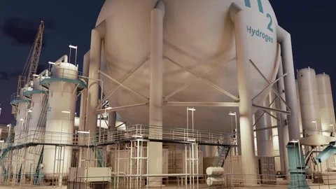 Offshore platform specifically designed to produce hydrogen fuel. 3D render Stock Footage 295294488