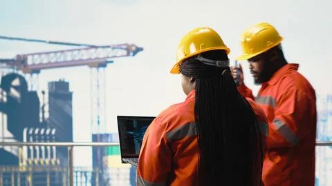 Offshore platform worker using AI LLM to analyze subsea mapping data Stock Photos