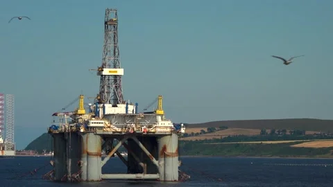 Offshore production with industrial facility Stock Footage 166142349