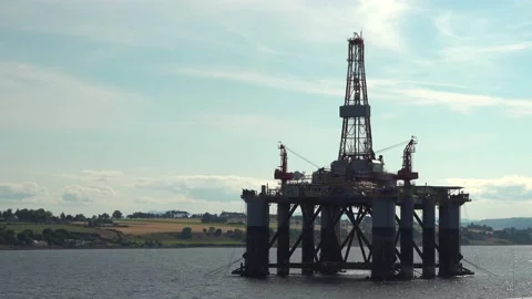 Offshore production with industrial facility Stock Footage 166142484