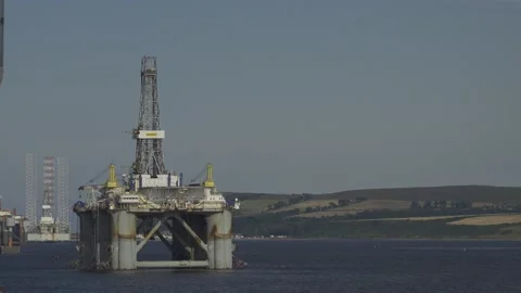 Offshore production with industrial facility Stock Footage 166142535