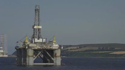 Offshore production with industrial facility Stock Footage 166142654