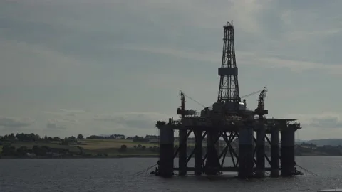 Offshore production with industrial facility Stock Footage 166142657