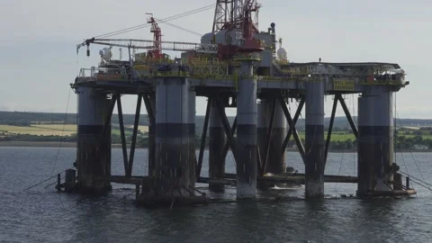 Offshore production with industrial facility Stock Footage 166142787
