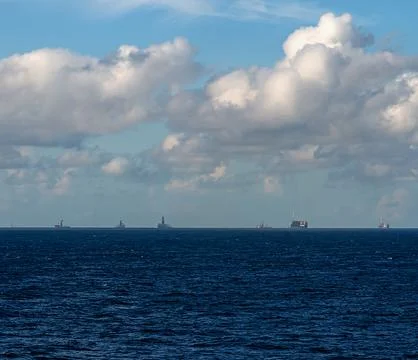 Offshore production platform for oil dev Stock Photos