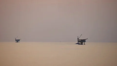 Offshore Production Platform For Petroleum Development Stock Footage 74777294