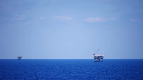 Offshore Production Platform For Petroleum Development Stock Footage 74778861