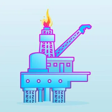 Offshore rig gradient in iconic style illustration Illustrazione stock