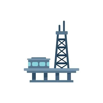 Offshore rig icon flat vector. Oil sea Stock Illustration