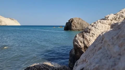 Offshore Rocks at Aphrodites Beach in Cyprus Stock Footage 330861173