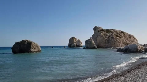Offshore Rocks at Aphrodites Beach in Cyprus Stock Footage 330861196
