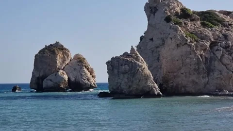 Offshore Rocks at Aphrodites Beach in Cyprus Stock Footage 330861199