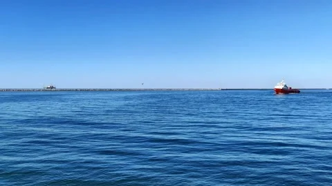 The offshore ship returns to port Stock Footage 134451484