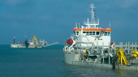 Offshore Special Purpose Dredger Ships Working on Field Stock Footage 67664666