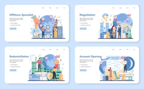 Offshore specialist web banner or landing page set. Professional Illustrazione stock