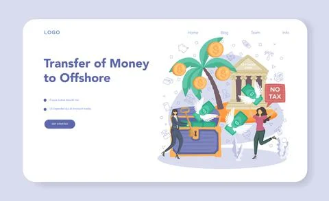 Offshore specialist web banner or landing page. Professional businessman Stock Illustration