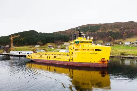 Offshore Supply Ship, World Opal, is Pictured in Torvik, Norway Foto stock