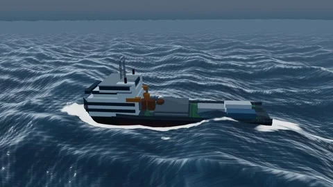 Offshore supply vessel aerial cold steel north sea ocean loop 库存影片 343543343