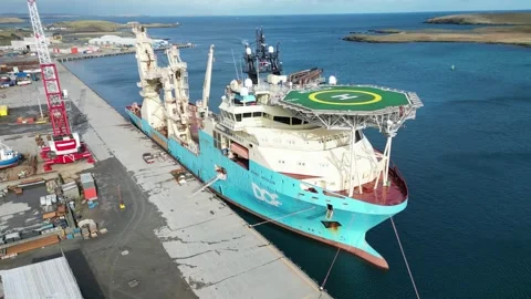 Offshore Supply Vessel at Lerwick Harbour, Shetland - 12 February 2025 動画素材 344314106