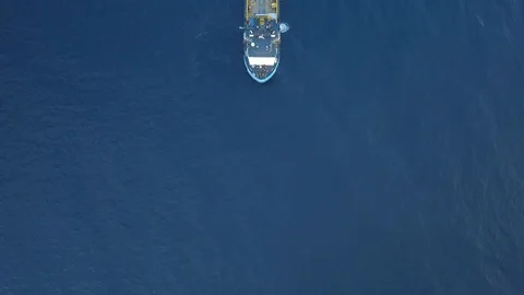 Offshore Supply Vessel For Oil Drilling Rig in The Middle of Ocean Stock Footage 123739306