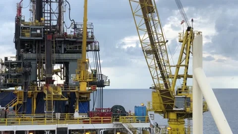 Offshore Tender Rig or Barge Crane Operation Stock Footage 131843977